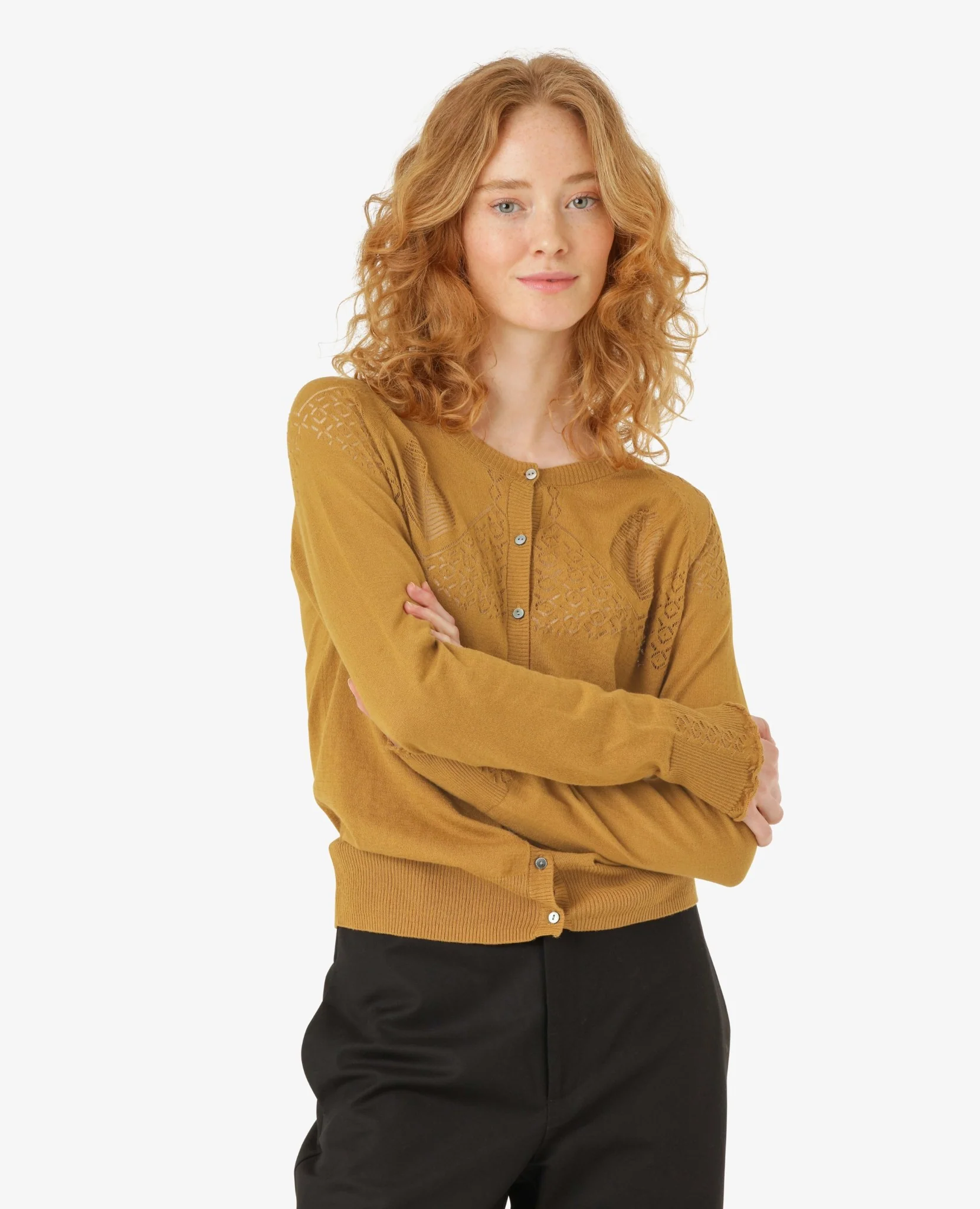 LOUISANN KNITTED POINTELLE CARDIGAN - Image 2