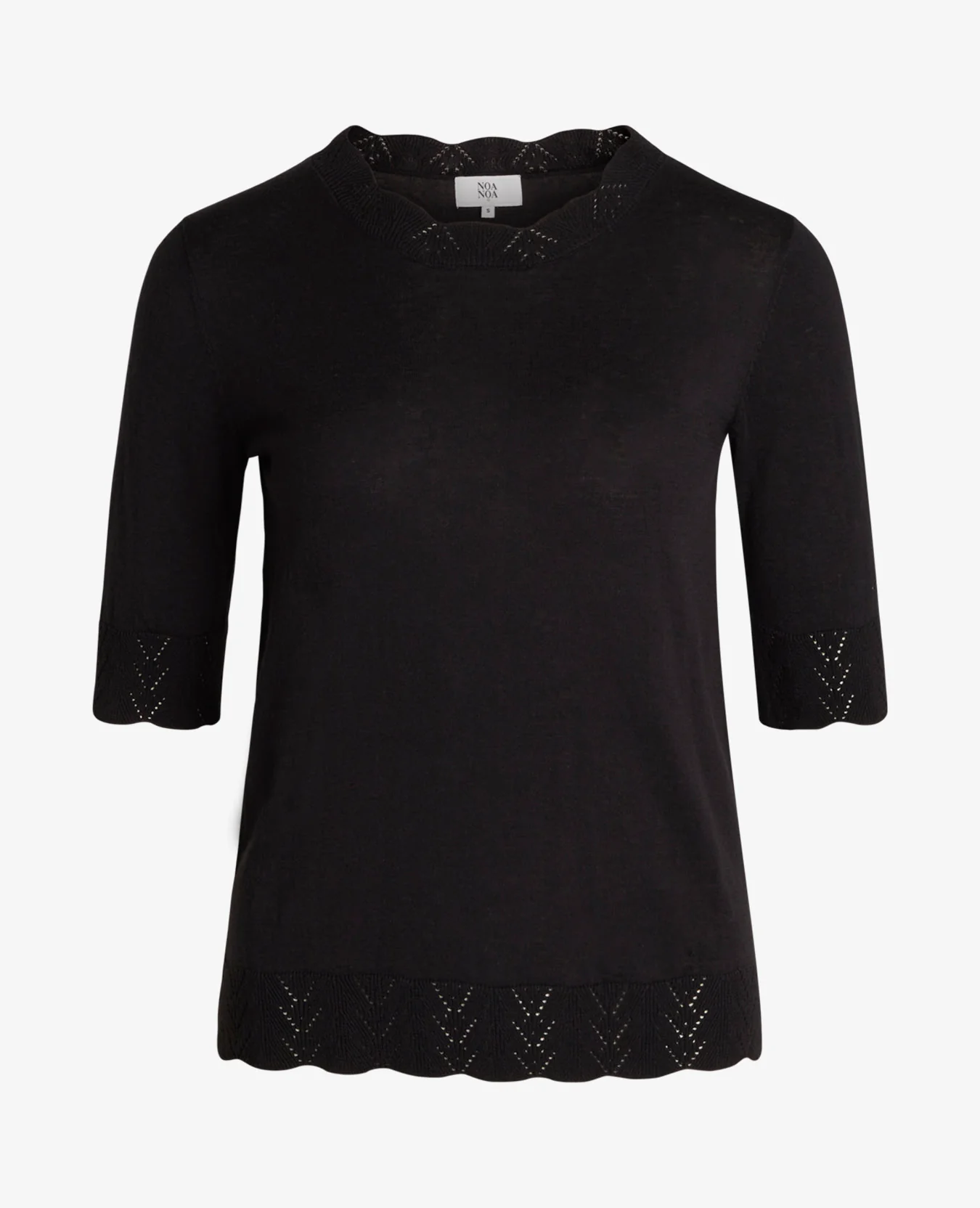 LOUISANN KORTÆRMET PULLOVER MED HULMØNSTER