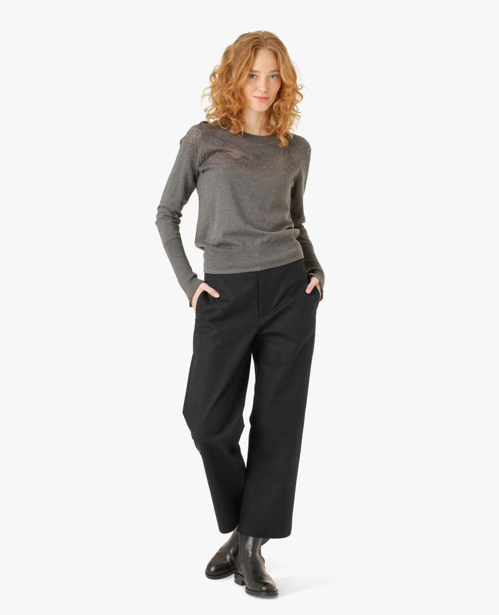 LOUISANN STRIKBLUSE MED HULMØNSTER - Image 3