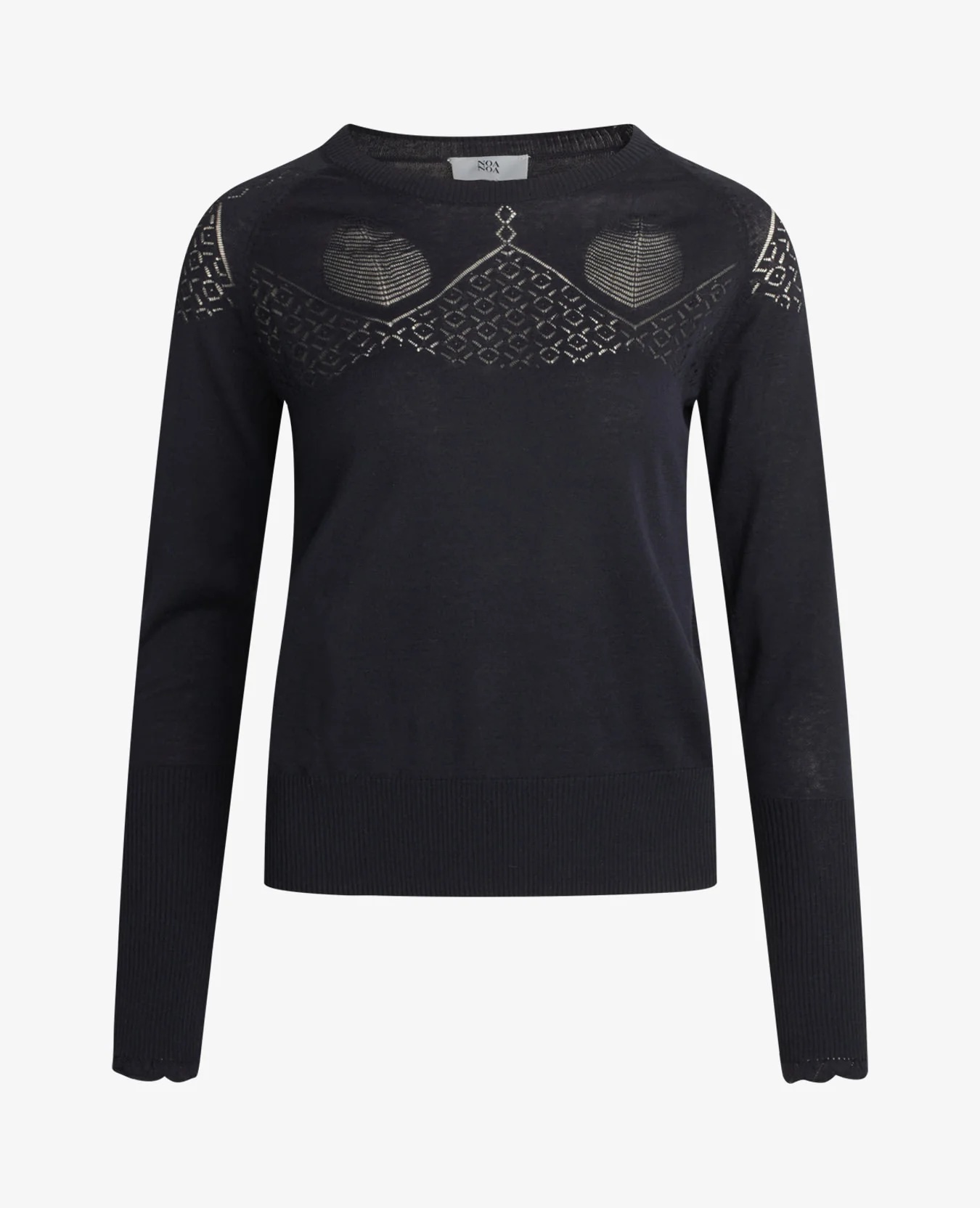LOUISANN STRIKBLUSE MED HULMØNSTER