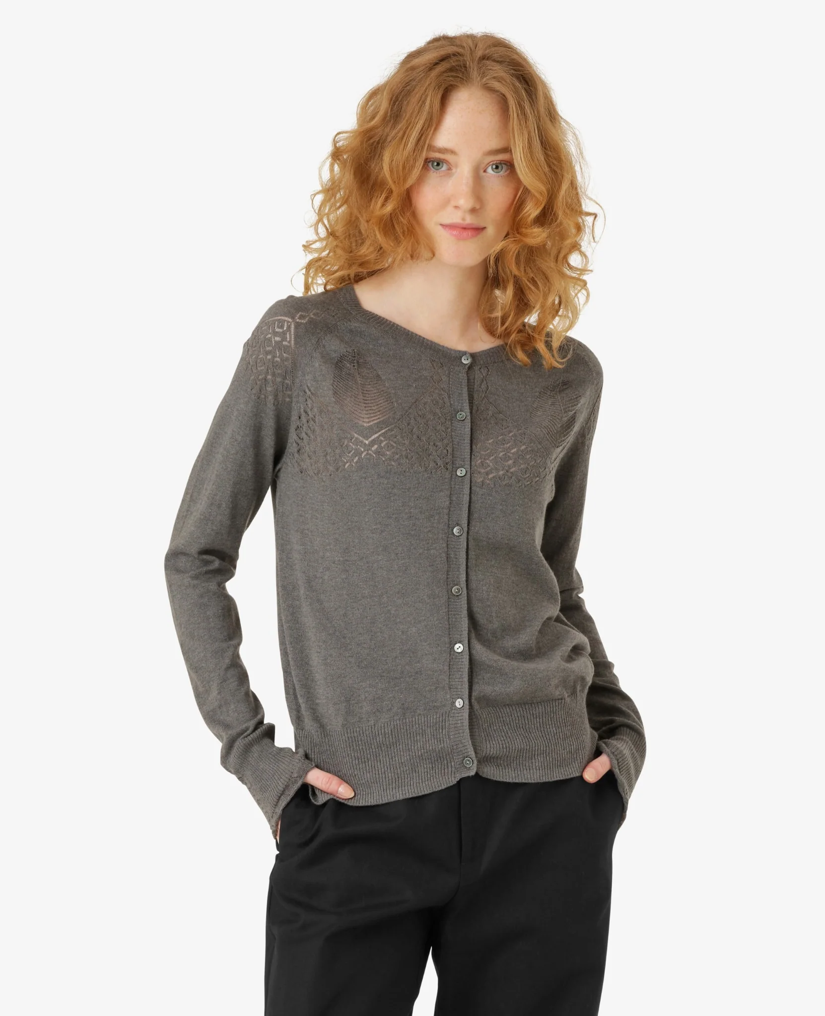 LOUISANN STRIKKET CARDIGAN MED HULMØNSTER - Image 2