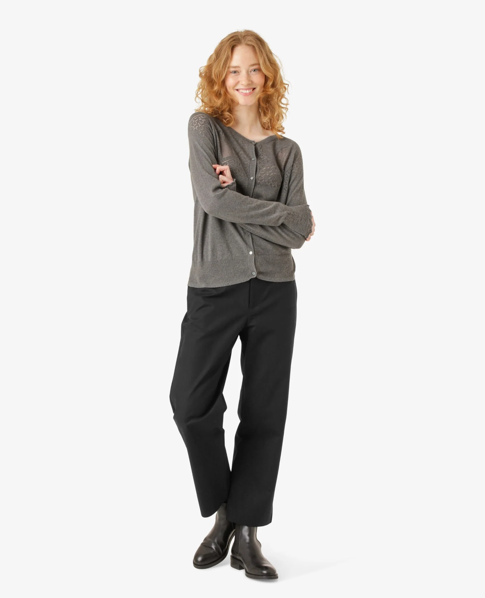 LOUISANN STRIKKET CARDIGAN MED HULMØNSTER - Image 3