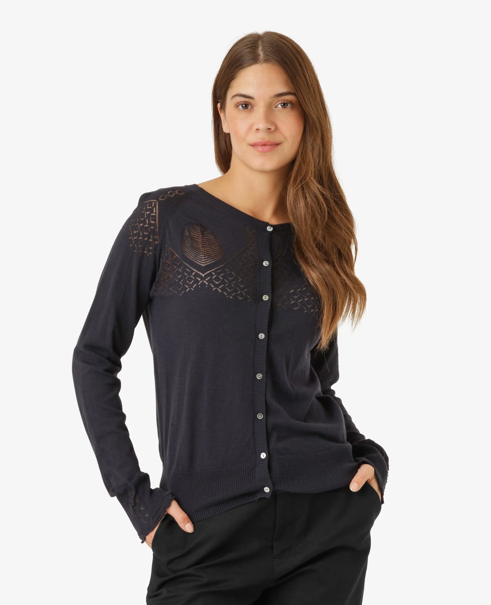 LOUISANN STRIKKET CARDIGAN MED HULMØNSTER - Image 2