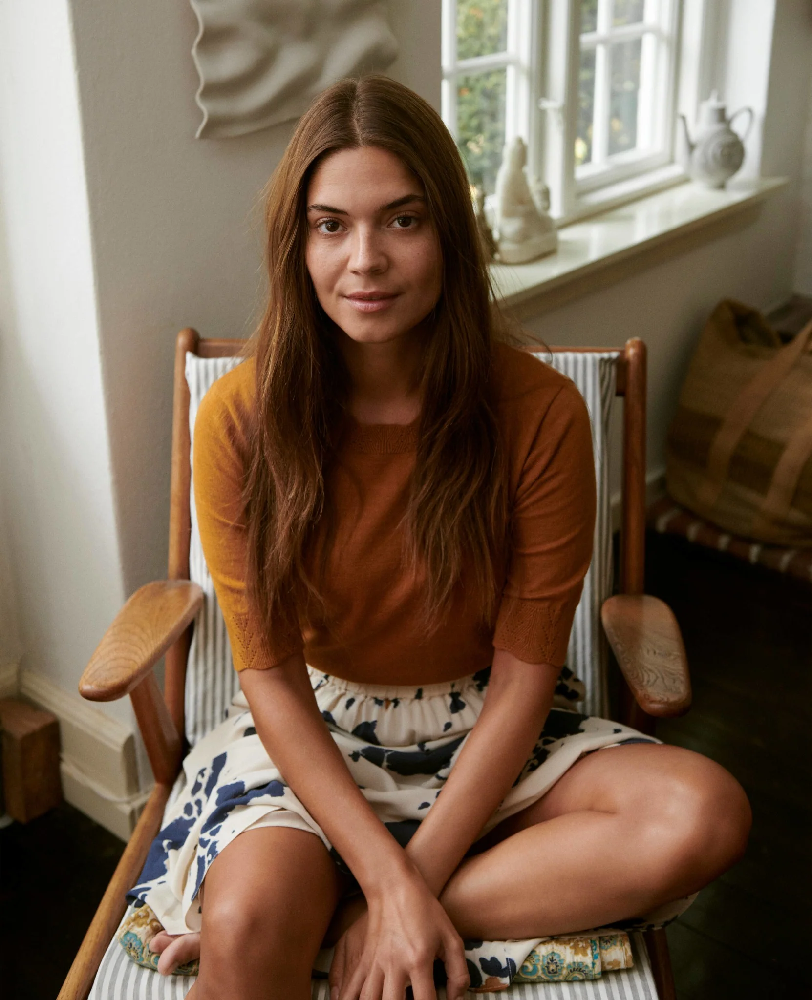 LOUISANN KORTÆRMET PULLOVER MED HULMØNSTER - Image 6