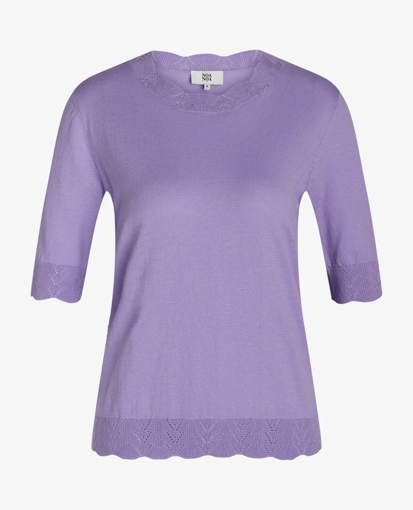 LOUISANN KORTÆRMET PULLOVER MED HULMØNSTER