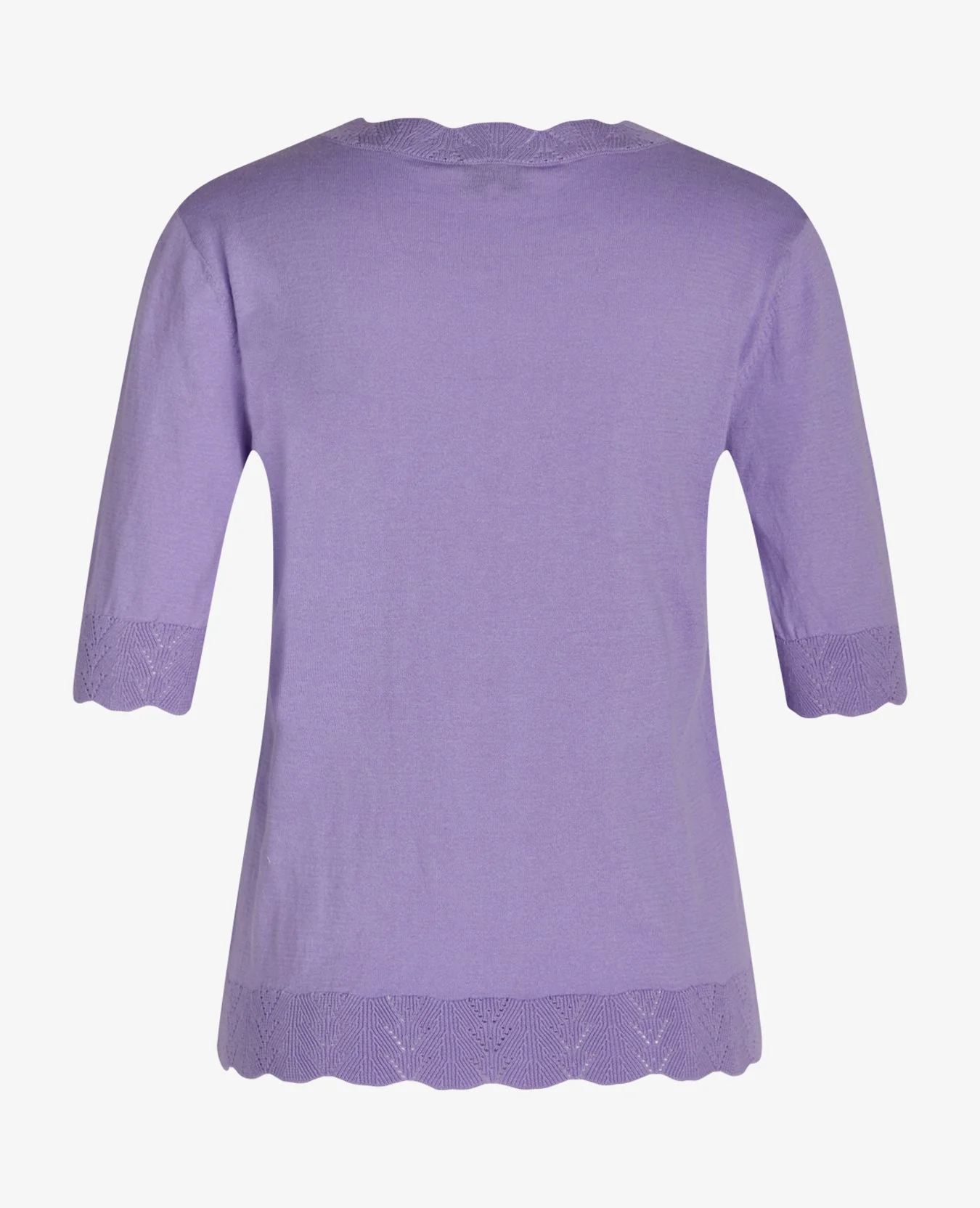 LOUISANN KORTÆRMET PULLOVER MED HULMØNSTER - Image 3