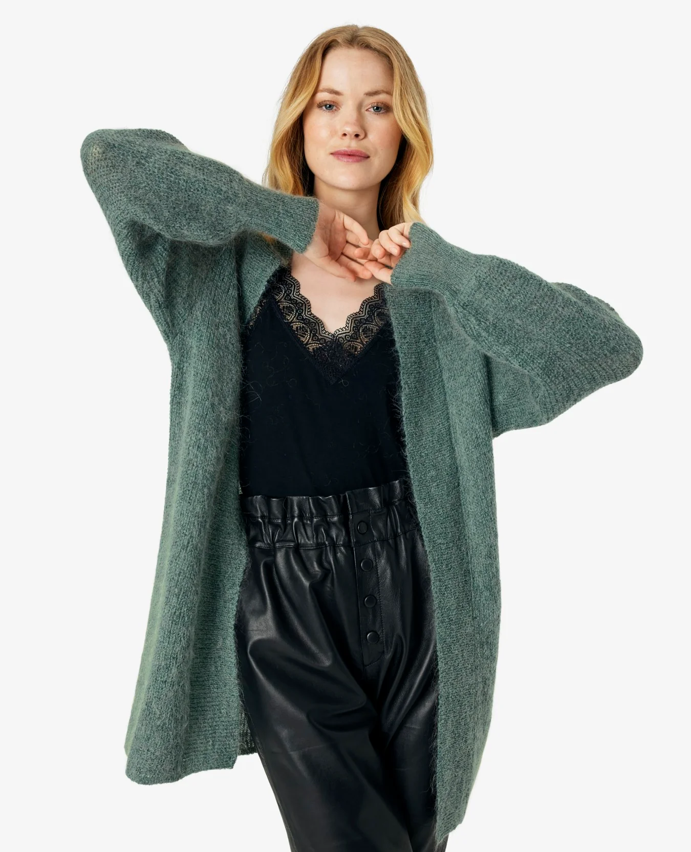 MYRANN LONG MOHAIR MIX CARDIGAN - Image 3